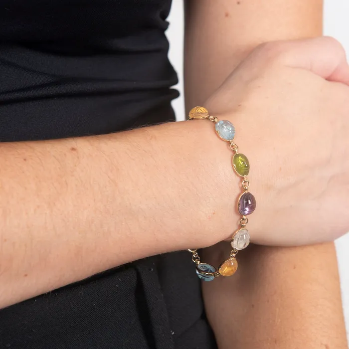 Bracelets STORE 5a PreOwned MultiGemstone Scarab Bracelet