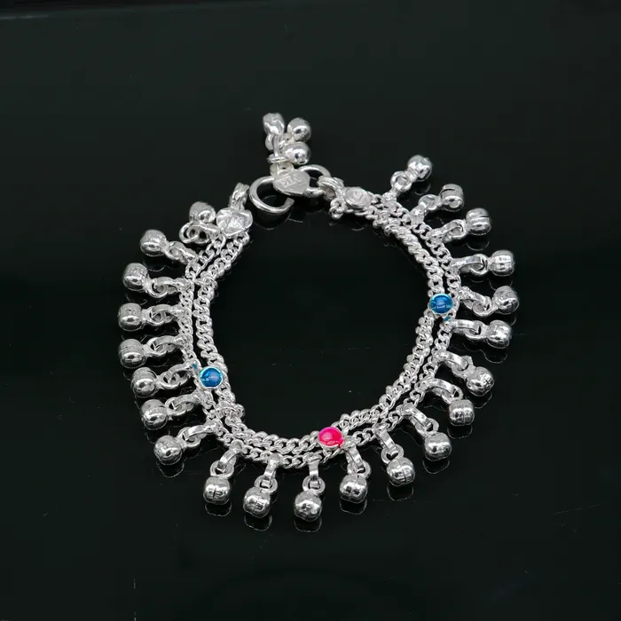 Bracelets TRIBAL ORNAMENTS 6 inches Sterling silver handmade double chain jingling ankle bracelet baby anklet high noisy sound bells charm foot anklets jewelry ank304 Bracelets TRIBAL ORNAMENTS 6 inches Sterling silver handmade double chain jingling ankle bracelet baby anklet high noisy sound bells charm foot anklets jewelry ank304