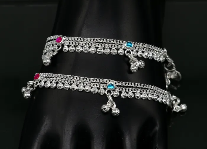 Bracelets TRIBAL ORNAMENTS 6 long Sterling silver customized baby anklets gorgeous gift for new born baby anklets kids jewelry trendy stylish ankle bracelet ank365
