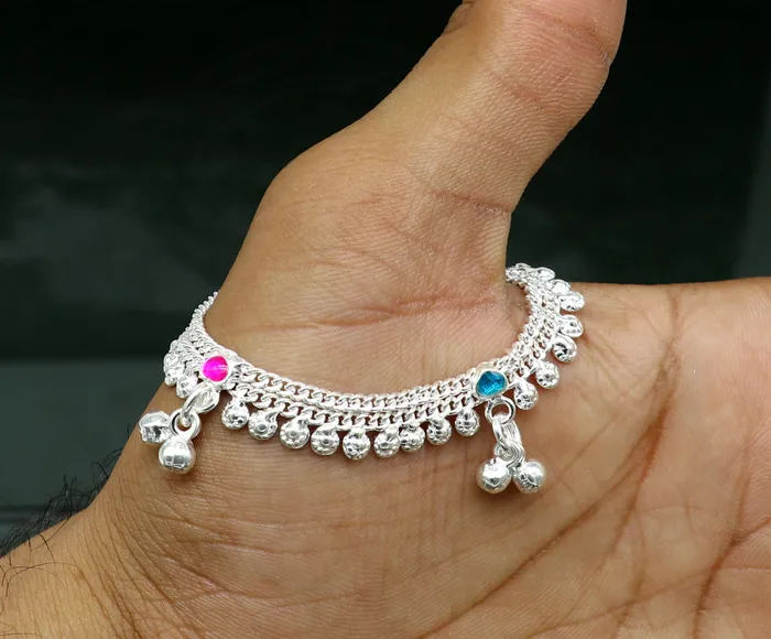 Bracelets TRIBAL ORNAMENTS 6 long Sterling silver customized baby anklets gorgeous gift for new born baby anklets kids jewelry trendy stylish ankle bracelet ank365
