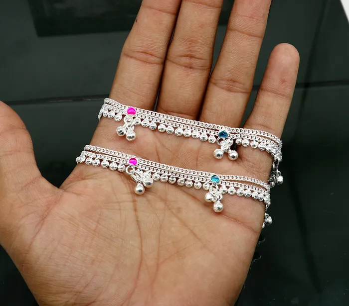 Bracelets TRIBAL ORNAMENTS 6 long Sterling silver customized baby anklets gorgeous gift for new born baby anklets kids jewelry trendy stylish ankle bracelet ank365