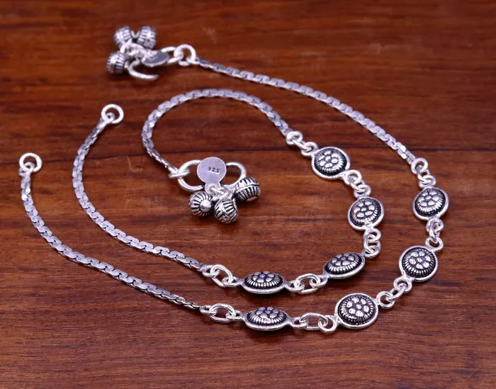 Bracelets TRIBAL ORNAMENTS 925 sterling silver fabulous ankle bracelet flower design trendy silver anklets charm ankle bracelet feet bracelet stylish gift her ank95 Bracelets TRIBAL ORNAMENTS 925 sterling silver fabulous ankle bracelet flower design trendy silver anklets charm ankle bracelet feet bracelet stylish gift her ank95