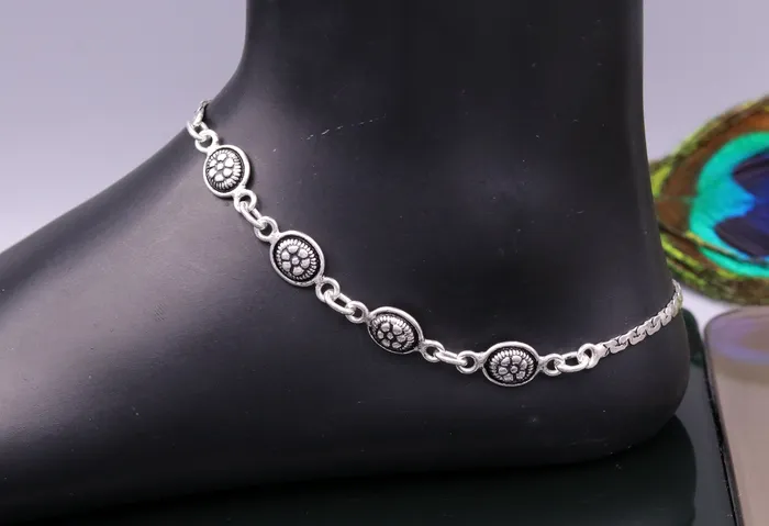 Bracelets TRIBAL ORNAMENTS 925 sterling silver fabulous ankle bracelet flower design trendy silver anklets charm ankle bracelet feet bracelet stylish gift her ank95