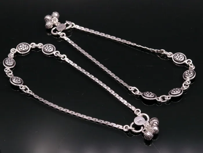 Bracelets TRIBAL ORNAMENTS 925 sterling silver fabulous ankle bracelet flower design trendy silver anklets charm ankle bracelet feet bracelet stylish gift her ank95