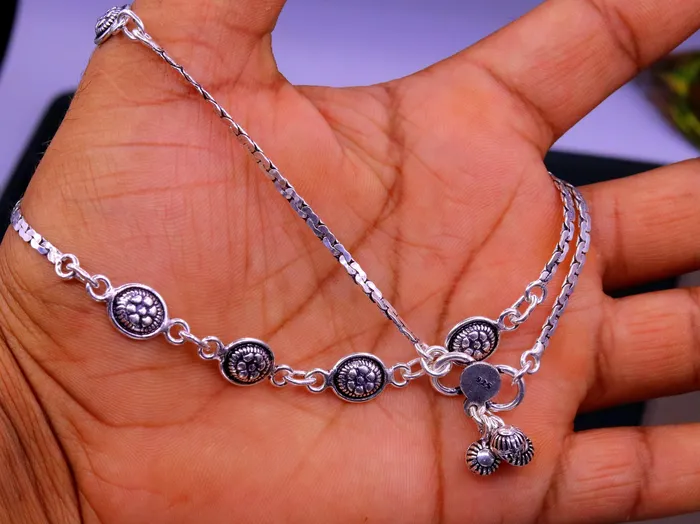Bracelets TRIBAL ORNAMENTS 925 sterling silver fabulous ankle bracelet flower design trendy silver anklets charm ankle bracelet feet bracelet stylish gift her ank95
