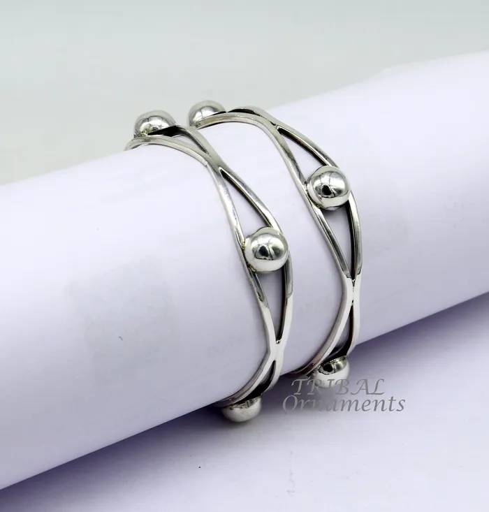 Bracelets TRIBAL ORNAMENTS 925 sterling silver flower design unique style handmade bangle bracelet best brides collection wedding jewelry from india nba343