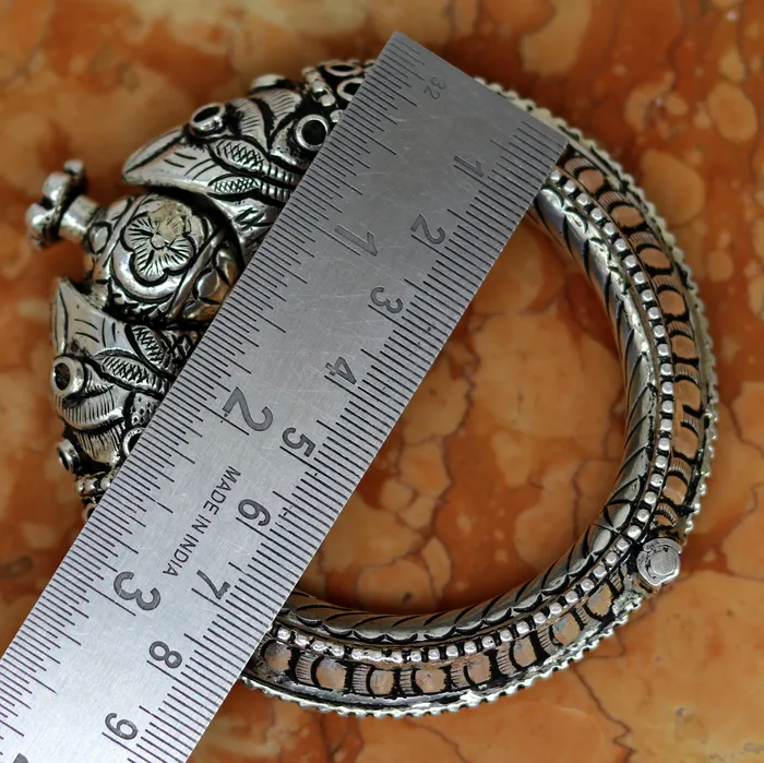 Bracelets TRIBAL ORNAMENTS 925 sterling silver handmade chitai work crocodile fabulous handcrafted work vintage bangle bracelet kada bridesmaid gifting nssk260