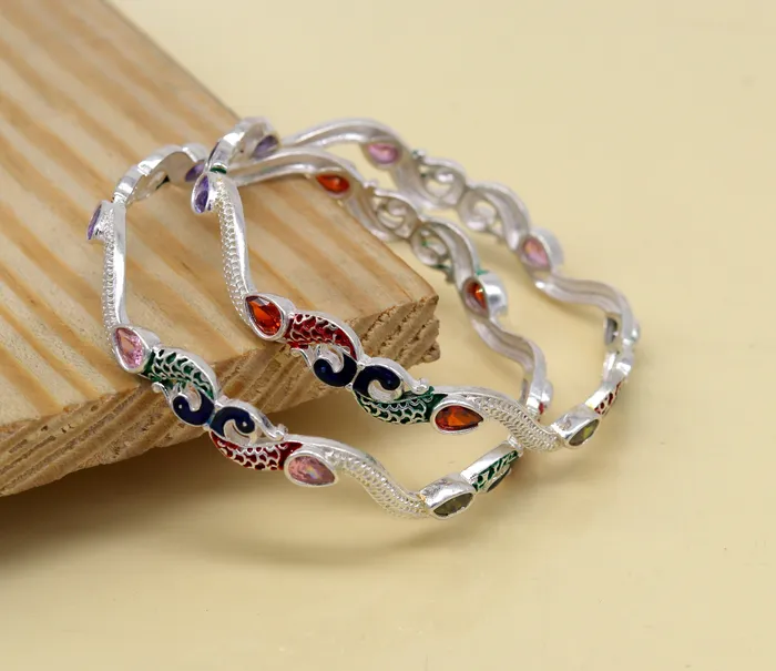 Bracelets TRIBAL ORNAMENTS 925 sterling silver handmade Customized bangle gorgeous multicolor stone stone stylish bangle excellent bridesmaid tribal jewelry nba78