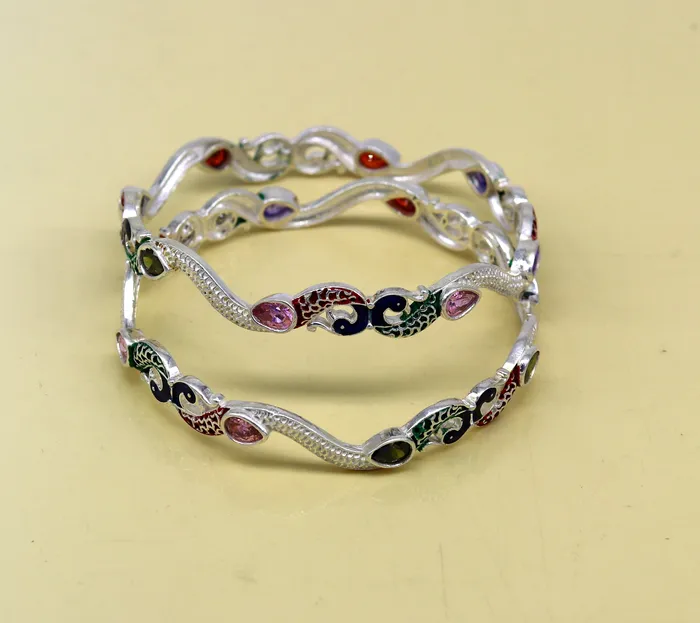 Bracelets TRIBAL ORNAMENTS 925 sterling silver handmade Customized bangle gorgeous multicolor stone stone stylish bangle excellent bridesmaid tribal jewelry nba78