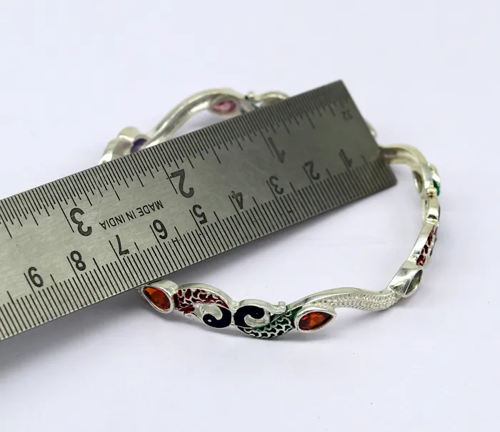 Bracelets TRIBAL ORNAMENTS 925 sterling silver handmade Customized bangle gorgeous multicolor stone stone stylish bangle excellent bridesmaid tribal jewelry nba78