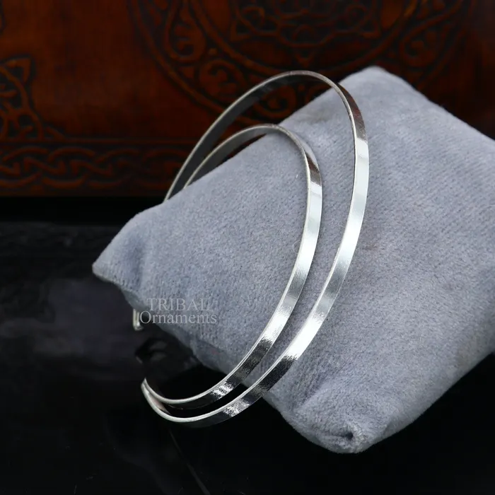 Bracelets TRIBAL ORNAMENTS 925 sterling silver handmade double layer plain design bangle bracelet cuff kada jewelry tribal belly dance jewelry from india hnssk734