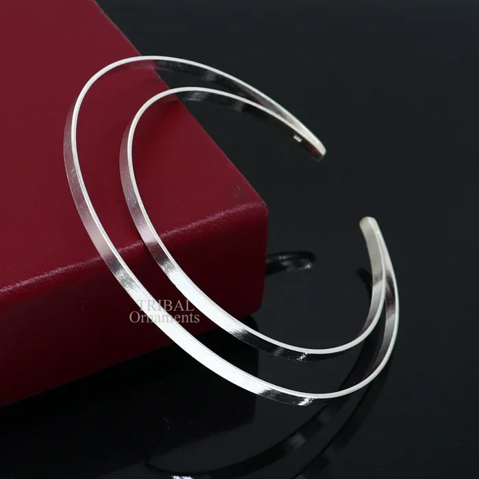 Bracelets TRIBAL ORNAMENTS 925 sterling silver handmade double layer plain design bangle bracelet cuff kada jewelry tribal belly dance jewelry from india hnssk734