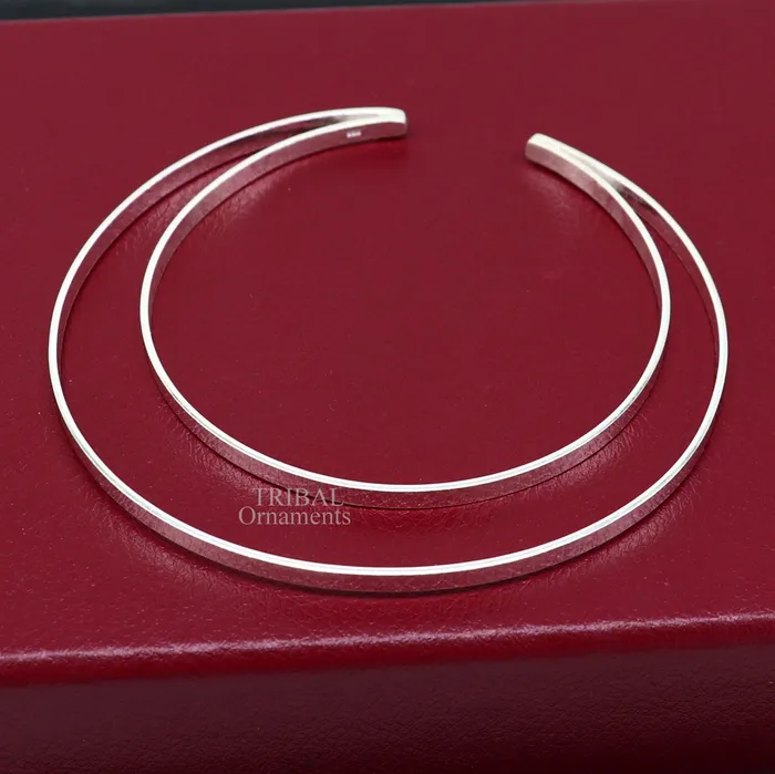 Bracelets TRIBAL ORNAMENTS 925 sterling silver handmade double layer plain design bangle bracelet cuff kada jewelry tribal belly dance jewelry from india hnssk734
