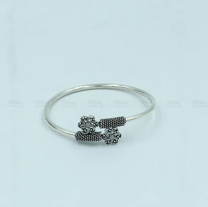 Bracelets TRIBAL ORNAMENTS 925 sterling silver handmade flower design stylish kada bangle bracelet tribal jewelry nsk865 Bracelets TRIBAL ORNAMENTS 925 sterling silver handmade flower design stylish kada bangle bracelet tribal jewelry nsk865