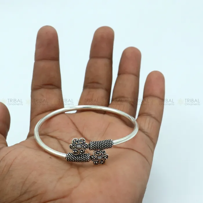Bracelets TRIBAL ORNAMENTS 925 sterling silver handmade flower design stylish kada bangle bracelet tribal jewelry nsk865 Bracelets TRIBAL ORNAMENTS 925 sterling silver handmade flower design stylish kada bangle bracelet tribal jewelry nsk865
