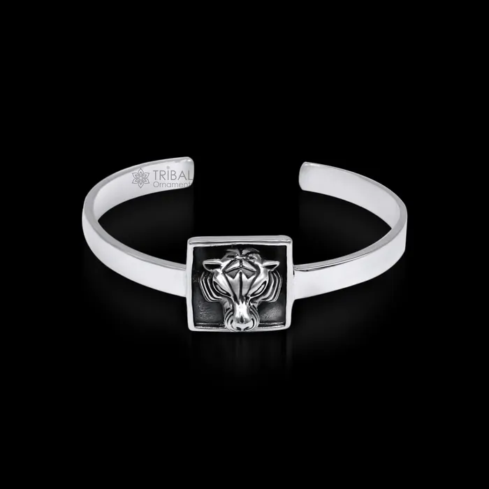 Bracelets TRIBAL ORNAMENTS 925 sterling silver handmade lion face design adjustable bangle cuff bracelet kada best unisex gifting ethnic jewelry india nsk368