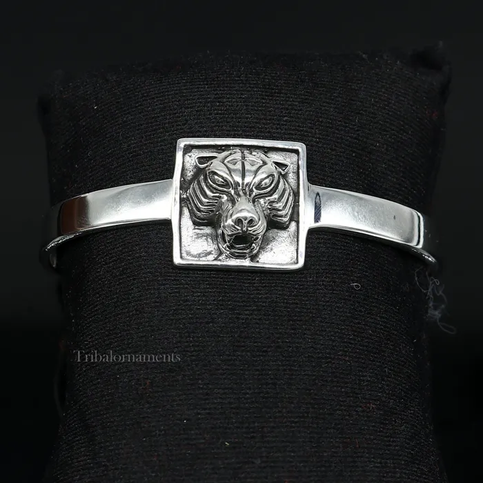 Bracelets TRIBAL ORNAMENTS 925 sterling silver handmade lion face design adjustable bangle cuff bracelet kada best unisex gifting ethnic jewelry india nsk368
