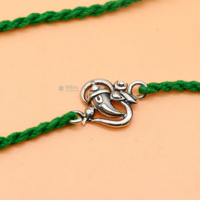 Bracelets TRIBAL ORNAMENTS 925 Sterling silver lord Ganesha Aum OM design pendant Rakhi bracelet best gift for your brothers on special Rakshabandhan festival rk312 Bracelets TRIBAL ORNAMENTS 925 Sterling silver lord Ganesha Aum OM design pendant Rakhi bracelet best gift for your brothers on special Rakshabandhan festival rk312
