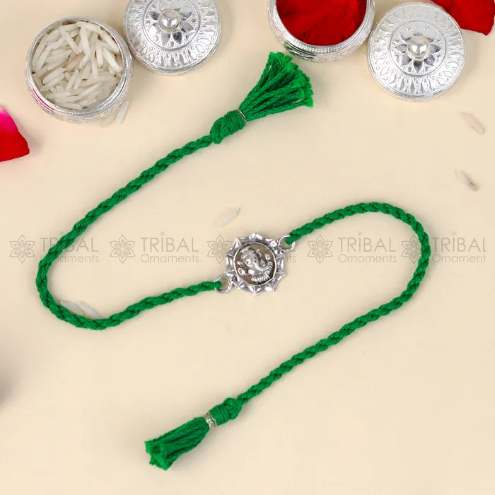 Bracelets TRIBAL ORNAMENTS 925 Sterling silver Lord Ganesha design pendant Rakhi bracelet Rakshabandhan festival rk330 Bracelets TRIBAL ORNAMENTS 925 Sterling silver Lord Ganesha design pendant Rakhi bracelet Rakshabandhan festival rk330