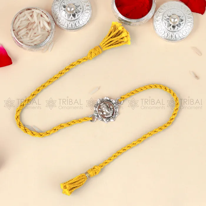 Bracelets TRIBAL ORNAMENTS 925 Sterling silver Lord Ganesha design pendant Rakhi bracelet Rakshabandhan festival rk330 Bracelets TRIBAL ORNAMENTS 925 Sterling silver Lord Ganesha design pendant Rakhi bracelet Rakshabandhan festival rk330