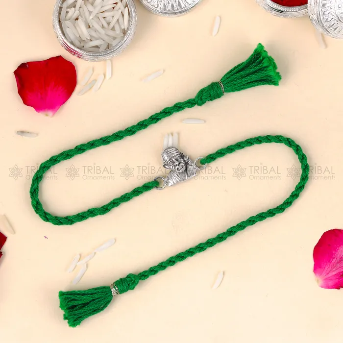 Bracelets TRIBAL ORNAMENTS 925 Sterling silver Lord Om Sai Ram design pendant Rakhi bracelet Rakshabandhan festival rk342 Bracelets TRIBAL ORNAMENTS 925 Sterling silver Lord Om Sai Ram design pendant Rakhi bracelet Rakshabandhan festival rk342