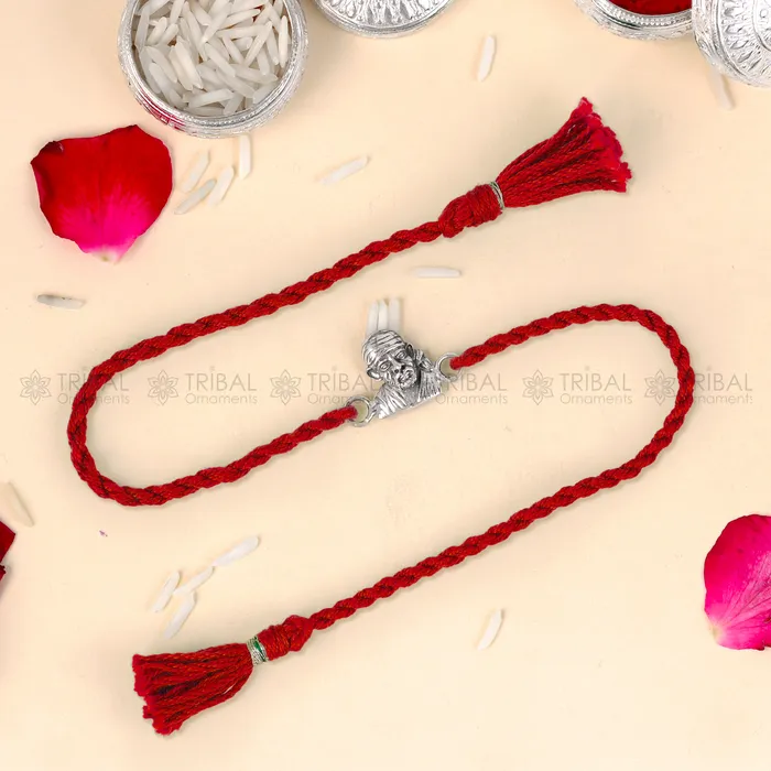 Bracelets TRIBAL ORNAMENTS 925 Sterling silver Lord Om Sai Ram design pendant Rakhi bracelet Rakshabandhan festival rk342 Bracelets TRIBAL ORNAMENTS 925 Sterling silver Lord Om Sai Ram design pendant Rakhi bracelet Rakshabandhan festival rk342