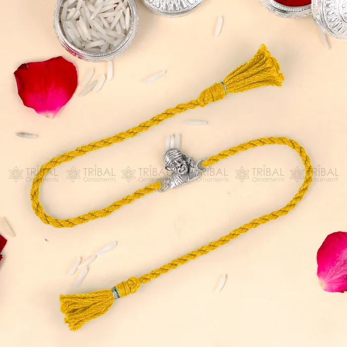 Bracelets TRIBAL ORNAMENTS 925 Sterling silver Lord Om Sai Ram design pendant Rakhi bracelet Rakshabandhan festival rk342 Bracelets TRIBAL ORNAMENTS 925 Sterling silver Lord Om Sai Ram design pendant Rakhi bracelet Rakshabandhan festival rk342