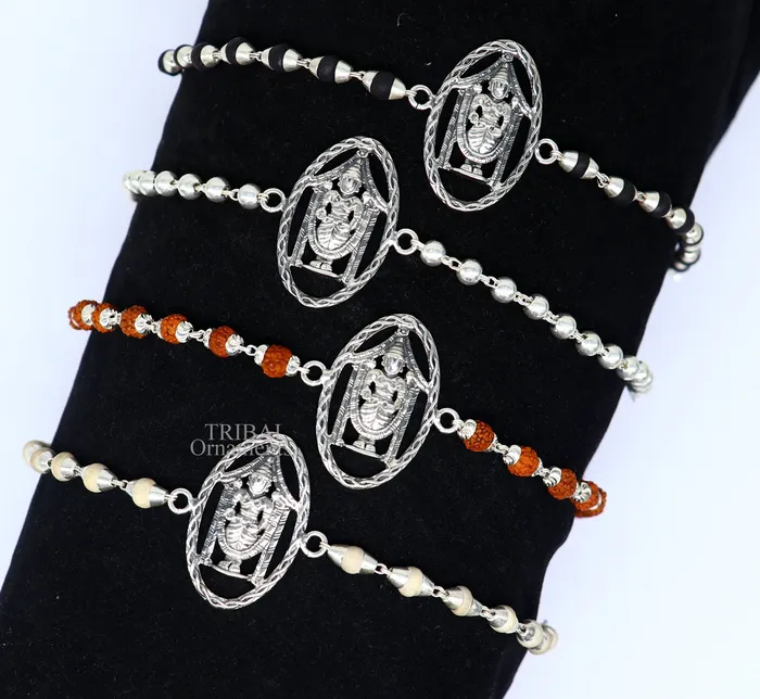 Bracelets TRIBAL ORNAMENTS 925 sterling silver lord vekateshwara tirupati balaji Rakhi bracelet amazing Rudraksha or Tulsi beaded bracelet daily use jewelry rk188 Bracelets TRIBAL ORNAMENTS 925 sterling silver lord vekateshwara tirupati balaji Rakhi bracelet amazing Rudraksha or Tulsi beaded bracelet daily use jewelry rk188