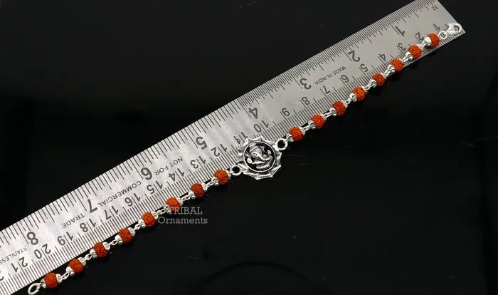 Bracelets TRIBAL ORNAMENTS Divine 925 sterling silver handmade lord Ganesha design Rakhi bracelet amazing Rudraksha bracelet use as daily use jewelry rk211 Bracelets TRIBAL ORNAMENTS Divine 925 sterling silver handmade lord Ganesha design Rakhi bracelet amazing Rudraksha bracelet use as daily use jewelry rk211