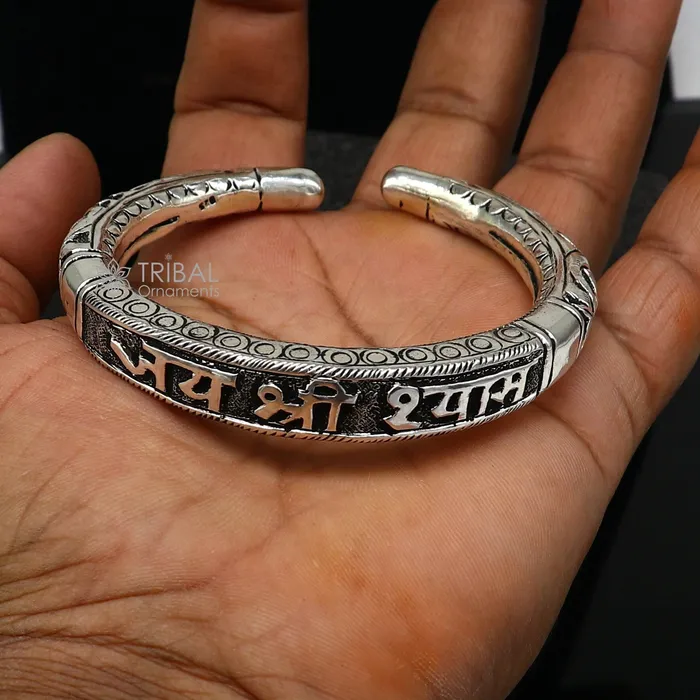 Bracelets TRIBAL ORNAMENTS Divine kada lord krishna jai shri shyam matra handmade 925 sterling silver kada best unisex bangle kada jewelry from india nsk712