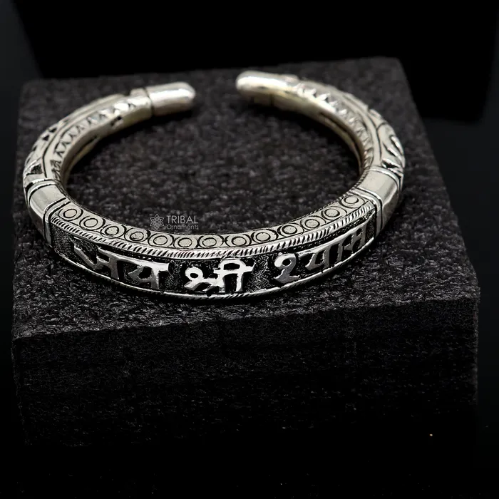 Bracelets TRIBAL ORNAMENTS Divine kada lord krishna jai shri shyam matra handmade 925 sterling silver kada best unisex bangle kada jewelry from india nsk712 Bracelets TRIBAL ORNAMENTS Divine kada lord krishna jai shri shyam matra handmade 925 sterling silver kada best unisex bangle kada jewelry from india nsk712