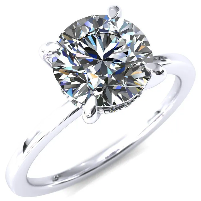 Carmeli 8mm Hearts and Arrows HA Round Moissanite Center Stone 4 Claw Prong Micro Pave Diamond Rail Engagement 14K White Gold Ring Fire Brilliance Rings Carmeli 8mm Hearts and Arrows HA Round Moissanite Center Stone 4 Claw Prong Micro Pave Diamond Rail Engagement 14K White Gold Ring Fire Brilliance Rings