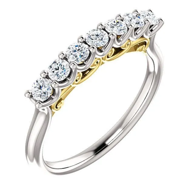 Clover Round Moissanite Scrolls Anniversary Band Fire Brilliance Rings