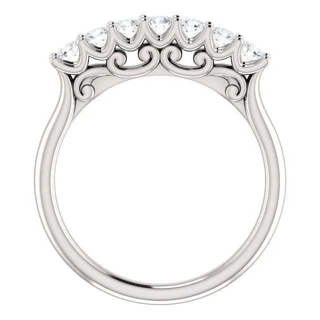 Clover Round Moissanite Scrolls Anniversary Band Fire Brilliance Rings