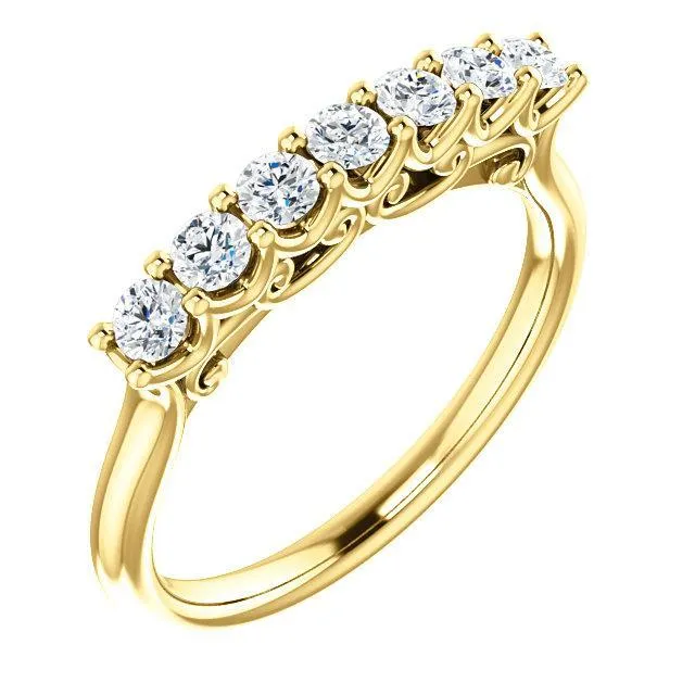 Clover Round Moissanite Scrolls Anniversary Band Fire Brilliance Rings