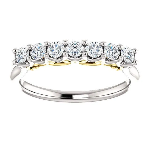 Clover Round Moissanite Scrolls Anniversary Band Fire Brilliance Rings