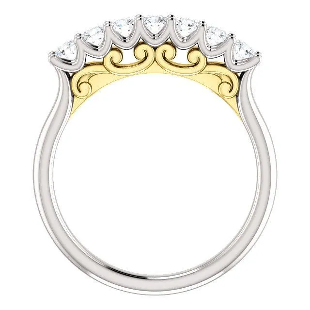 Clover Round Moissanite Scrolls Anniversary Band Fire Brilliance Rings