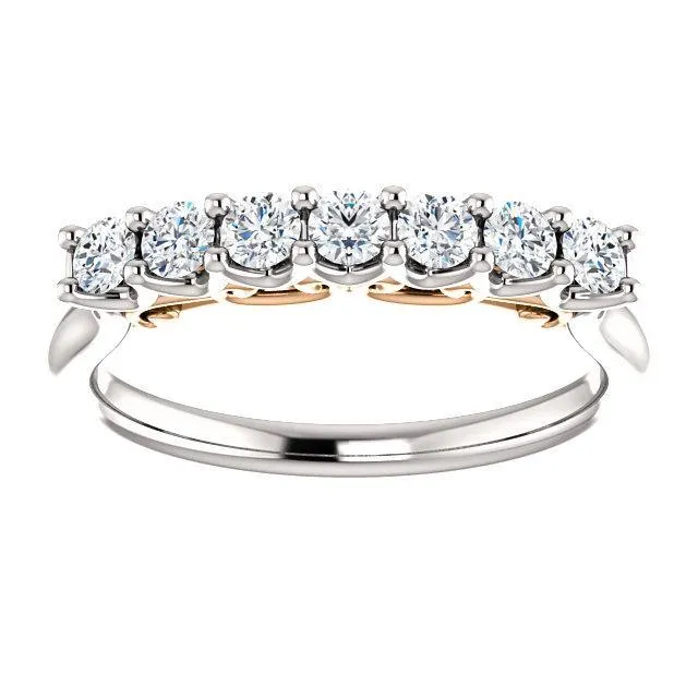 Clover Round Moissanite Scrolls Anniversary Band Fire Brilliance Rings