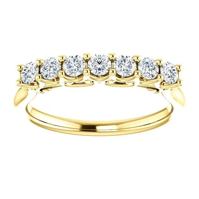 Clover Round Moissanite Scrolls Anniversary Band Fire Brilliance Rings