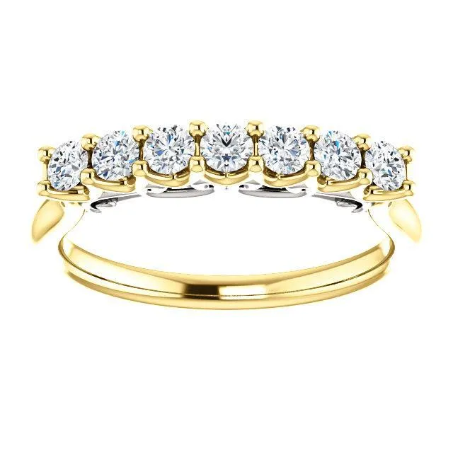 Clover Round Moissanite Scrolls Anniversary Band Fire Brilliance Rings