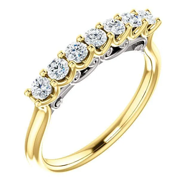 Clover Round Moissanite Scrolls Anniversary Band Fire Brilliance Rings