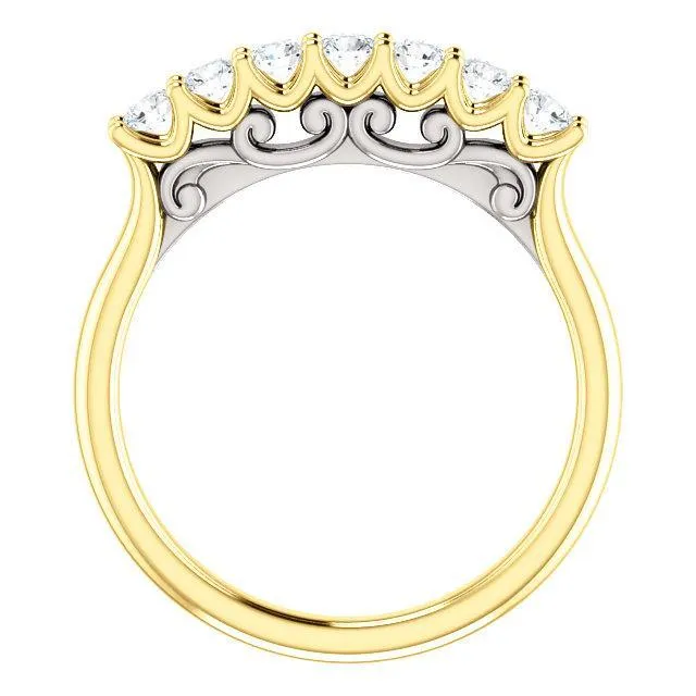 Clover Round Moissanite Scrolls Anniversary Band Fire Brilliance Rings