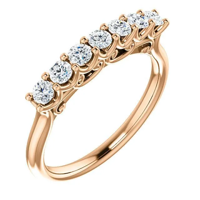 Clover Round Moissanite Scrolls Anniversary Band Fire Brilliance Rings