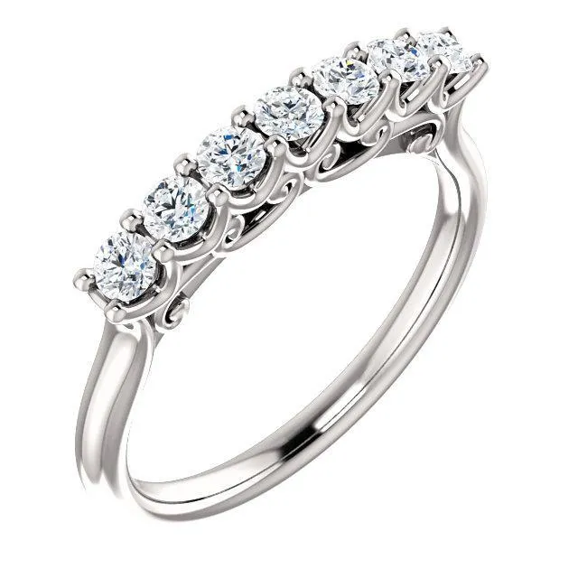 Clover Round Moissanite Scrolls Anniversary Band Fire Brilliance Rings
