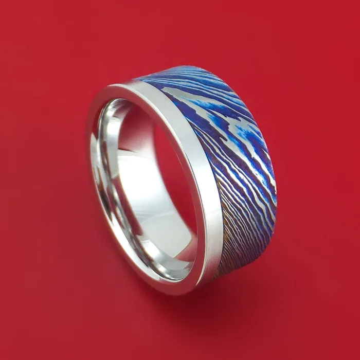 Cobalt Chrome and KuroTi Twisted Titanium Etched and HeatTreated Ring Custom Made Band Lashbrook Rings Cobalt Chrome and KuroTi Twisted Titanium Etched and HeatTreated Ring Custom Made Band Lashbrook Rings