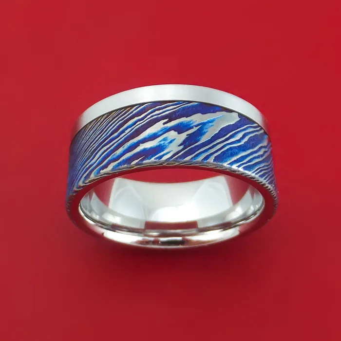 Cobalt Chrome and KuroTi Twisted Titanium Etched and HeatTreated Ring Custom Made Band Lashbrook Rings Cobalt Chrome and KuroTi Twisted Titanium Etched and HeatTreated Ring Custom Made Band Lashbrook Rings