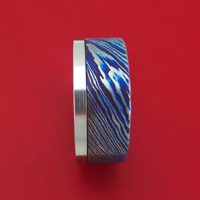 Cobalt Chrome and KuroTi Twisted Titanium Etched and HeatTreated Ring Custom Made Band Lashbrook Rings Cobalt Chrome and KuroTi Twisted Titanium Etched and HeatTreated Ring Custom Made Band Lashbrook Rings