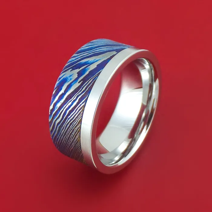 Cobalt Chrome and KuroTi Twisted Titanium Etched and HeatTreated Ring Custom Made Band Lashbrook Rings Cobalt Chrome and KuroTi Twisted Titanium Etched and HeatTreated Ring Custom Made Band Lashbrook Rings