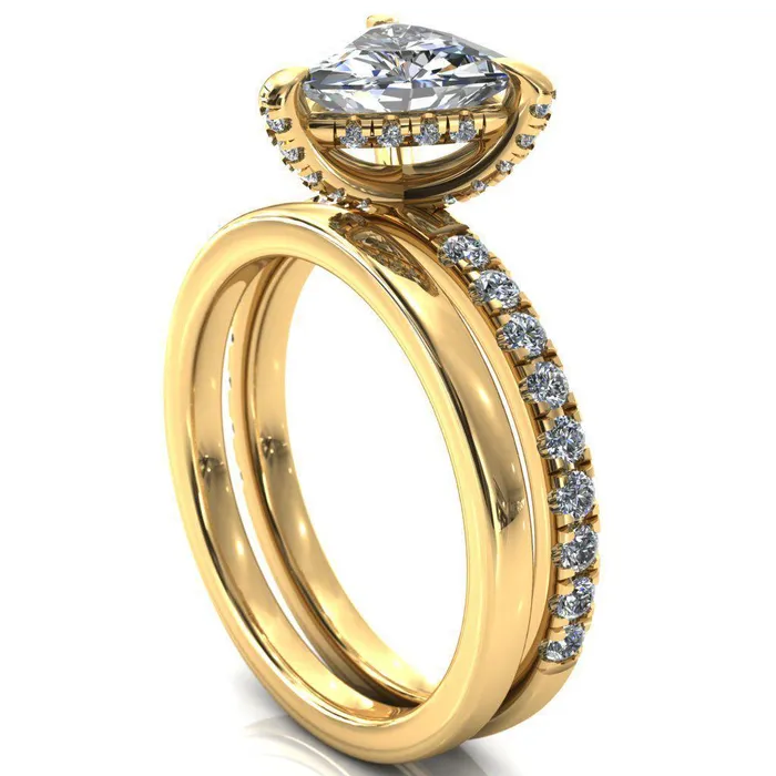 Daneli Trillion Moissanite 3 Claw Prong Micro Pave Diamond Sides Engagement Ring Fire Brilliance Rings