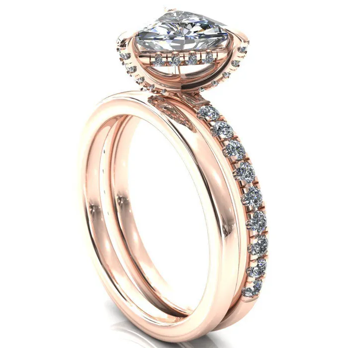 Daneli Trillion Moissanite 3 Claw Prong Micro Pave Diamond Sides Engagement Ring Fire Brilliance Rings